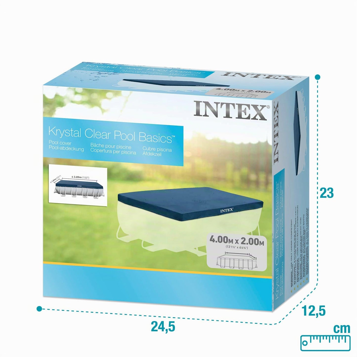 INTEX 28037 - Cobertor Piscina Rectangular Prism Frame 400x200 cm, Color Azul
