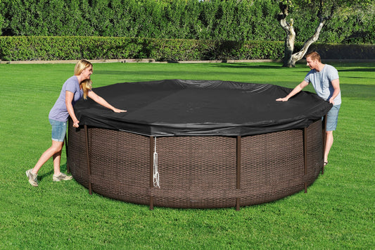 BESTWAY Cobertor de Invierno Redondo Ø370 cm de PVC para Piscinas Negro