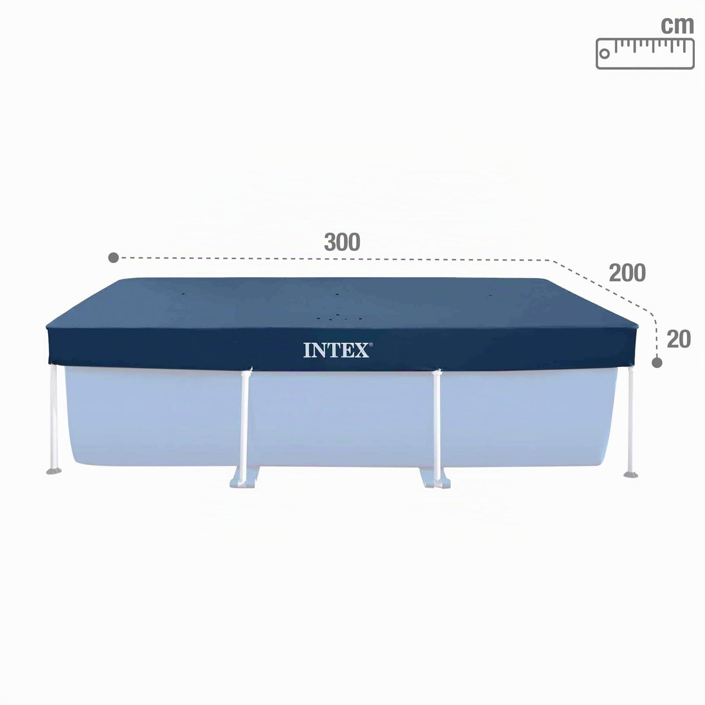 Intex 28038 - Cobertor Piscina Rectangular Prisma/Small Frame 300 x 200 cm, Color Azul