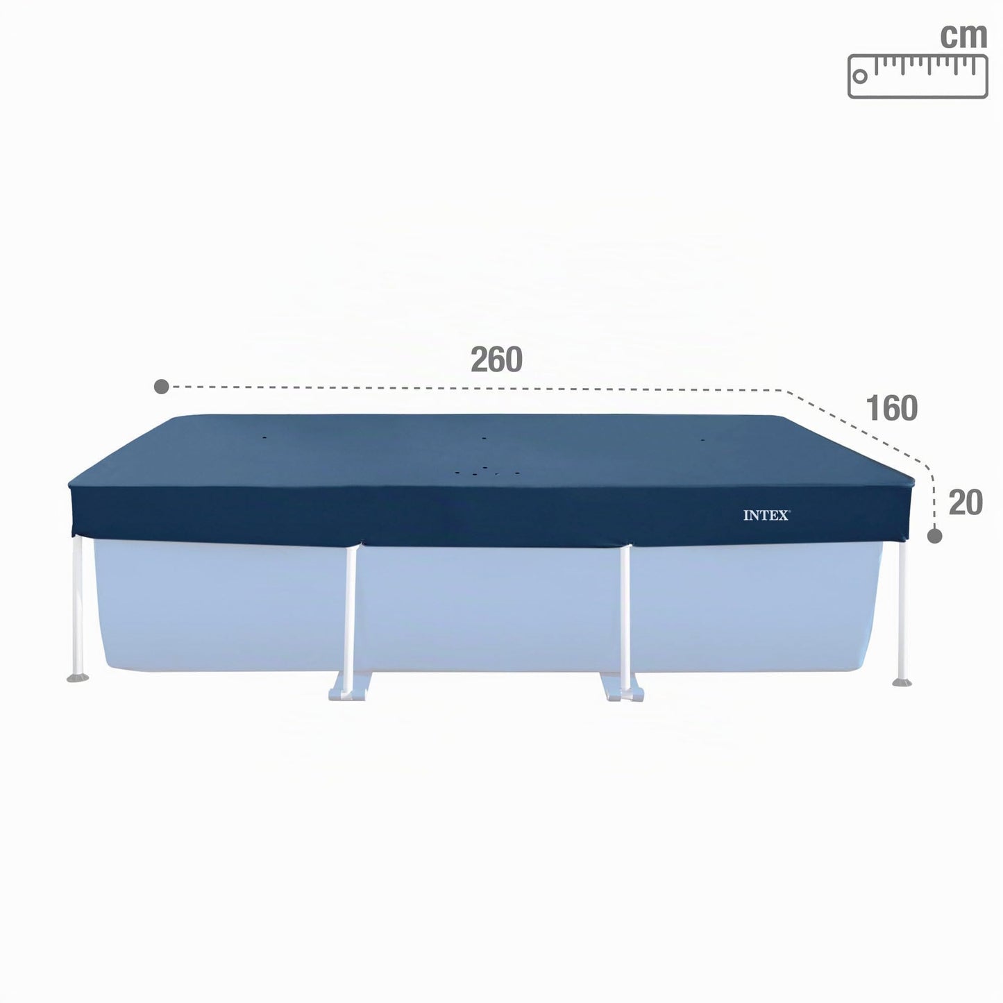 Intex 55252 - Cobertor Solar para Piscina Desmontable Rectangular 260x160cm, con cordón de Agarre, protección para Piscinas, Mantenimiento y Limpieza