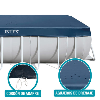 INTEX 28037 - Cobertor Piscina Rectangular Prism Frame 400x200 cm, Color Azul