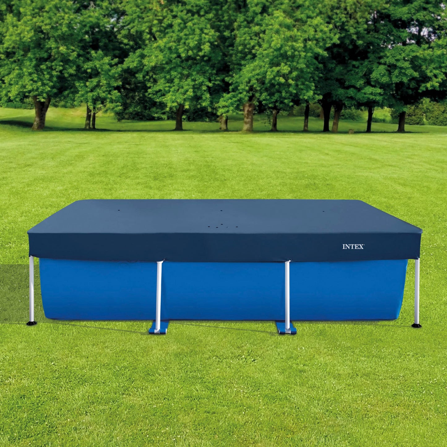 Intex 55252 - Cobertor Solar para Piscina Desmontable Rectangular 260x160cm, con cordón de Agarre, protección para Piscinas, Mantenimiento y Limpieza