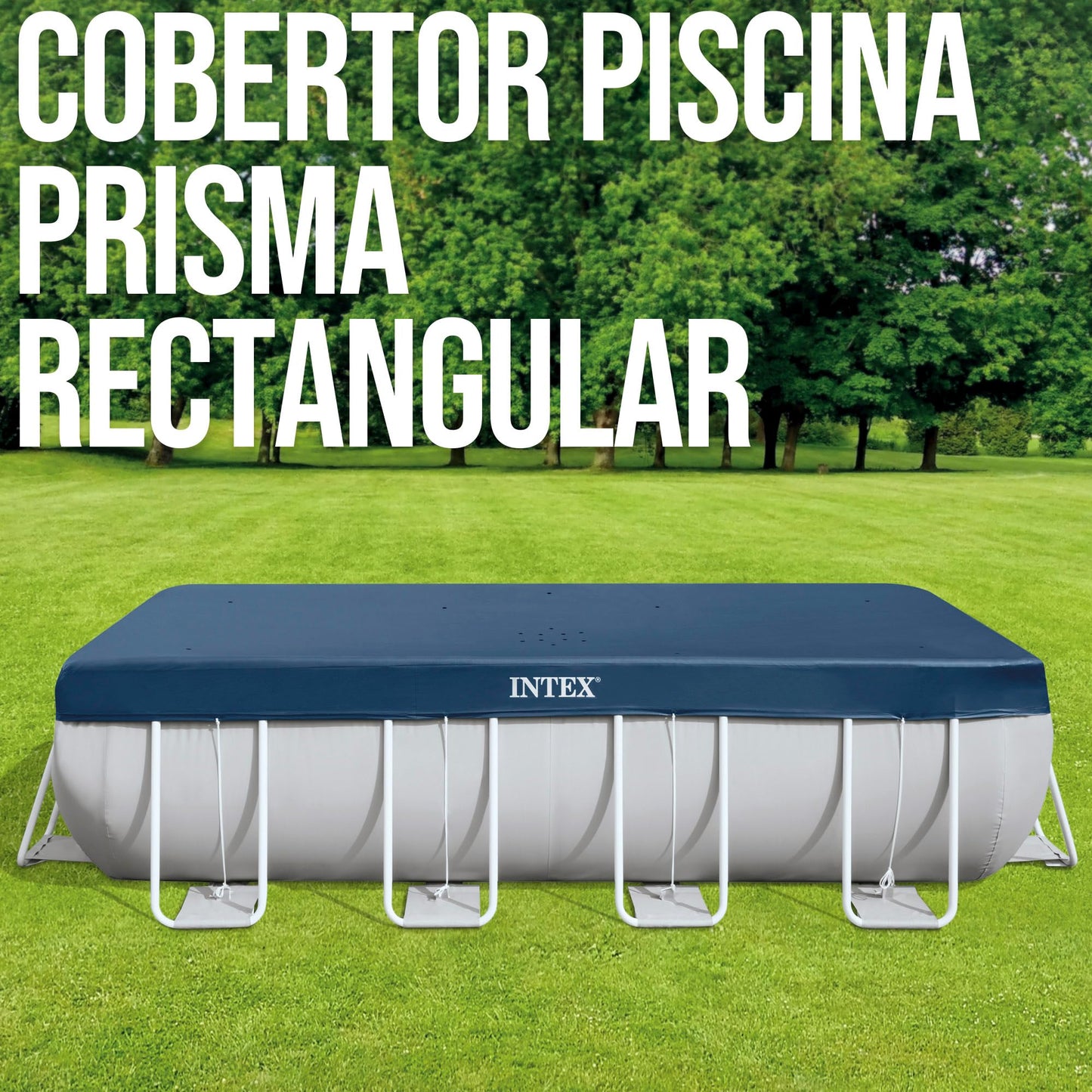 INTEX 28037 - Cobertor Piscina Rectangular Prism Frame 400x200 cm, Color Azul