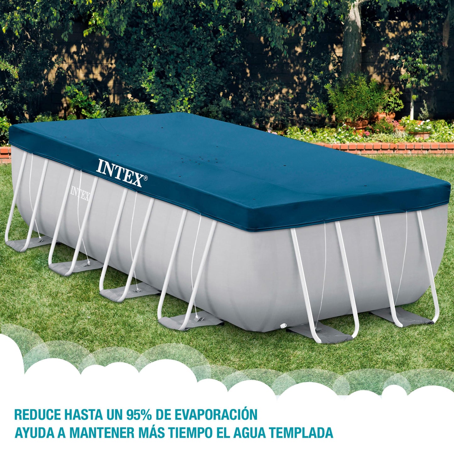 INTEX 28037 - Cobertor Piscina Rectangular Prism Frame 400x200 cm, Color Azul